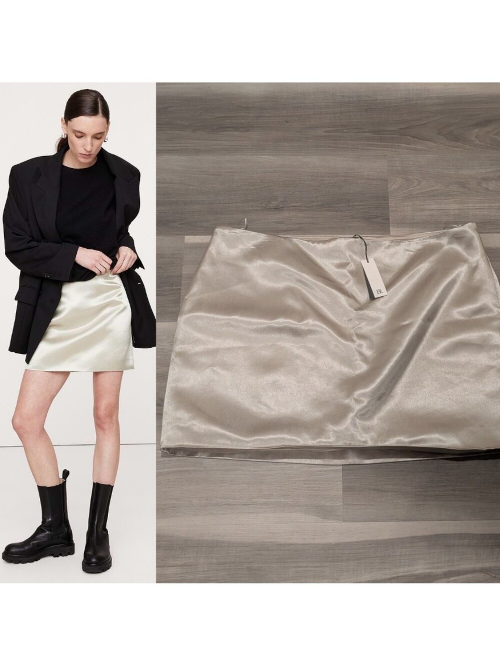 Banana Republic | Satin High-Rise A-Line Mini Skirt In Champagne Beige